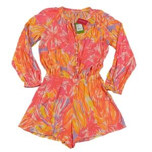 Lilly Pulitzer Romper Womens Small Sun Splashed Multi Elsa Long Sleeve Button Up